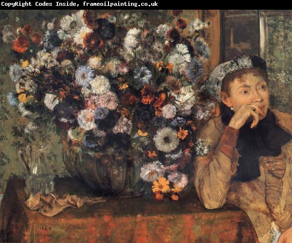 Germain Hilaire Edgard Degas A Woman with Chrysanthemums